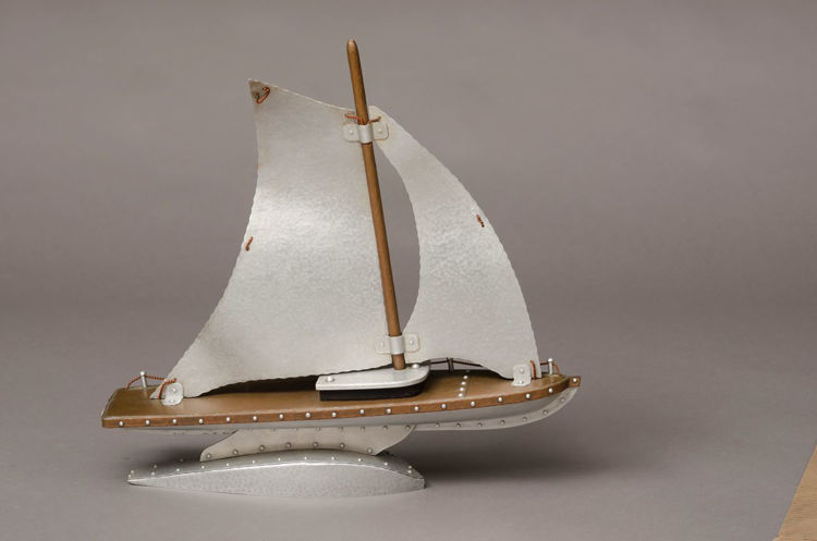 Picture of Hammered Copper and Aluminum Sailboat Model