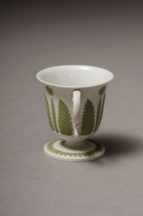 Picture of Motif Green and White Stoneware Covered Cup