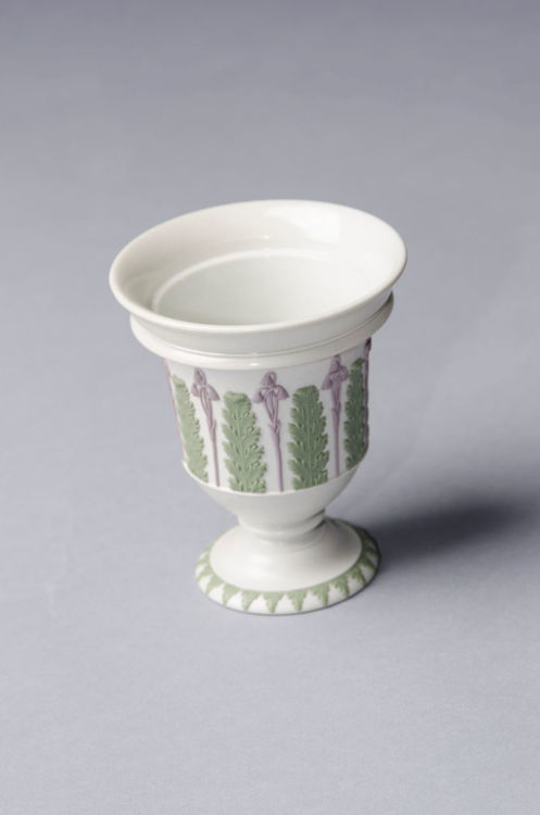 Picture of Purple and Green Detailed White Stoneware Vase