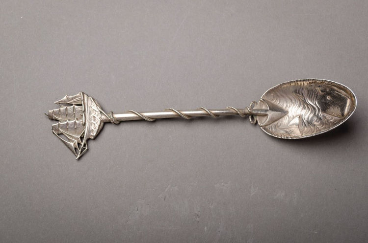 Picture of Whaling with Ship Handle Silver Spoon