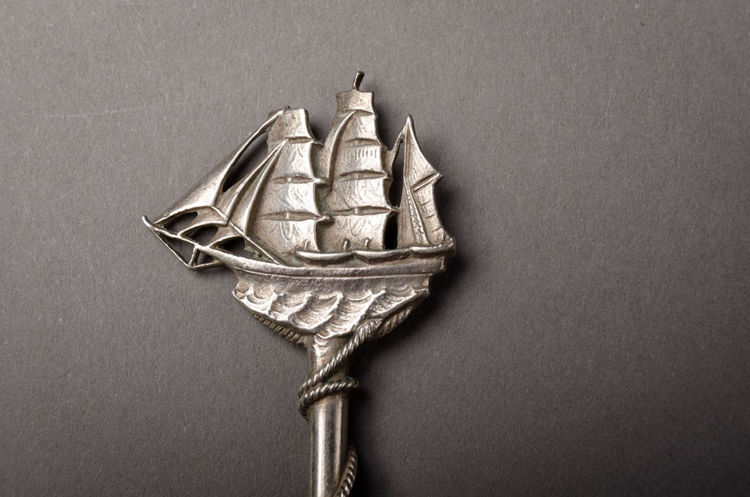 Picture of Whaling with Ship Handle Silver Spoon