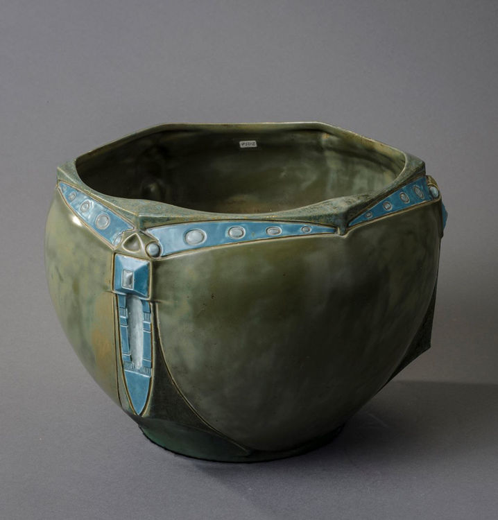 Picture of Large Green Bowl with Green Relief