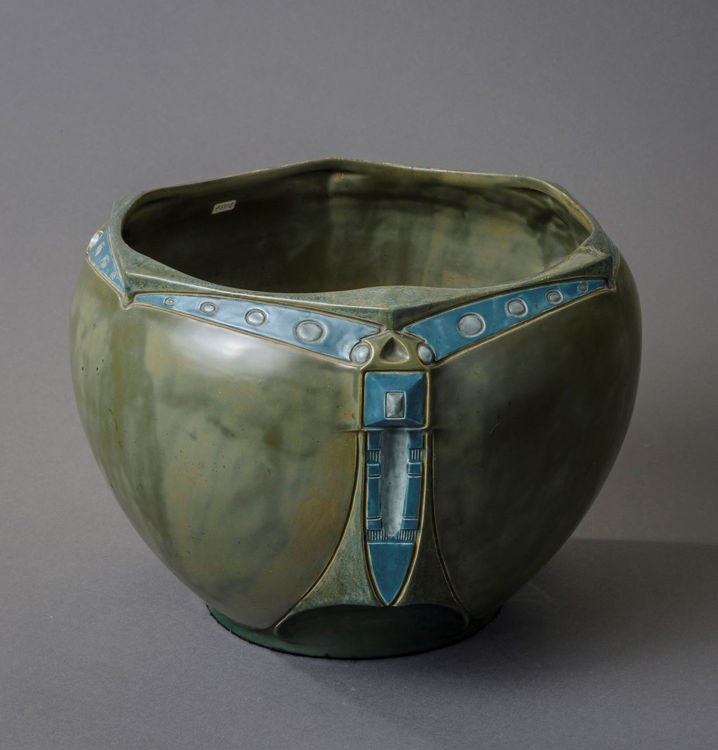 Picture of Large Green Bowl with Green Relief